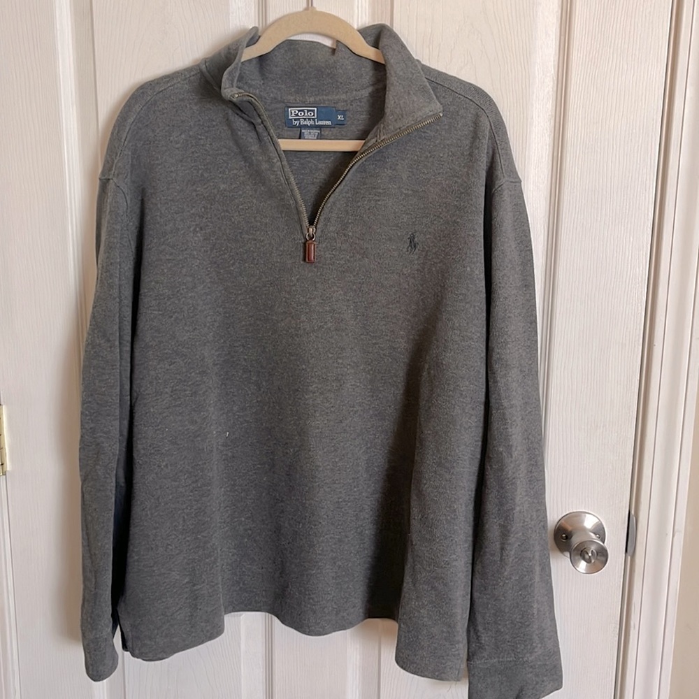 Men’s polo by Ralph Lauren, gray quarter zip sweater, size XL